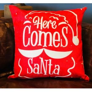 NWT Here Comes Santa Pillow Cover